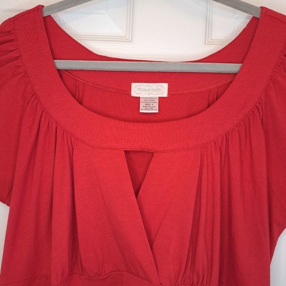 Maurices Red Flutter Sleeved Tunic Plus Size 0X - Picture 3 of 4